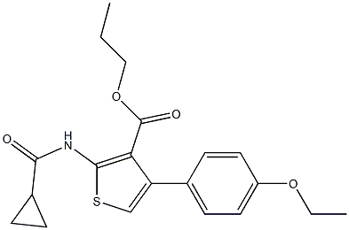 propyl 2-(cyclopropanecarbonylamino)-4-(4-ethoxyphenyl)thiophene-3-carboxylate Struktur