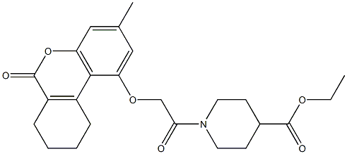 ethyl 1-[2-[(3-methyl-6-oxo-7,8,9,10-tetrahydrobenzo[c]chromen-1-yl)oxy]acetyl]piperidine-4-carboxylate Struktur