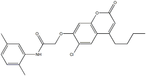 2-(4-butyl-6-chloro-2-oxochromen-7-yl)oxy-N-(2,5-dimethylphenyl)acetamide Struktur