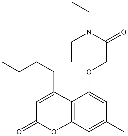 2-(4-butyl-7-methyl-2-oxochromen-5-yl)oxy-N,N-diethylacetamide Struktur