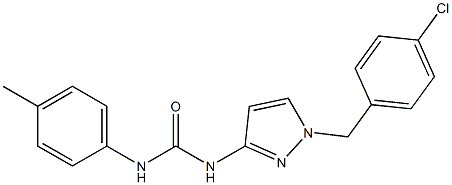 1-[1-[(4-chlorophenyl)methyl]pyrazol-3-yl]-3-(4-methylphenyl)urea Struktur