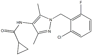 N-[1-[(2-chloro-6-fluorophenyl)methyl]-3,5-dimethylpyrazol-4-yl]cyclopropanecarboxamide Struktur