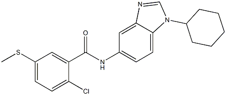 2-chloro-N-(1-cyclohexylbenzimidazol-5-yl)-5-methylsulfanylbenzamide Struktur