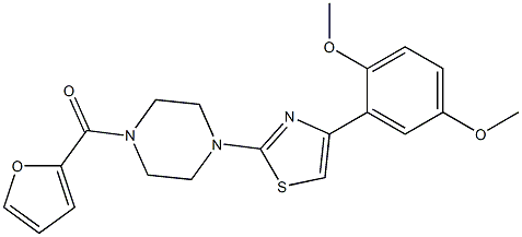 [4-[4-(2,5-dimethoxyphenyl)-1,3-thiazol-2-yl]piperazin-1-yl]-(furan-2-yl)methanone Struktur