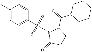 1-(4-methylphenyl)sulfonyl-5-(piperidine-1-carbonyl)pyrrolidin-2-one Struktur