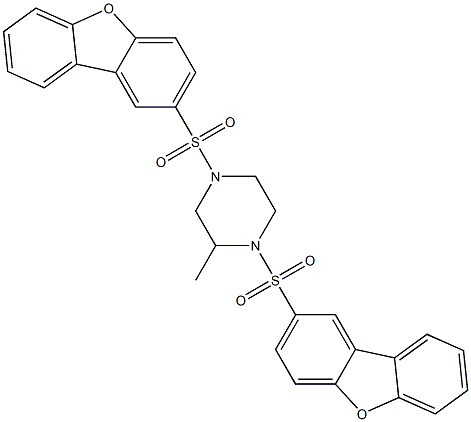 1,4-bis(dibenzofuran-2-ylsulfonyl)-2-methylpiperazine Struktur