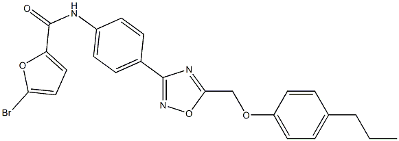 5-bromo-N-[4-[5-[(4-propylphenoxy)methyl]-1,2,4-oxadiazol-3-yl]phenyl]furan-2-carboxamide Struktur