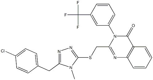 2-[[5-[(4-chlorophenyl)methyl]-4-methyl-1,2,4-triazol-3-yl]sulfanylmethyl]-3-[3-(trifluoromethyl)phenyl]quinazolin-4-one Struktur