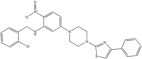 N-[(2-chlorophenyl)methyl]-2-nitro-5-[4-(4-phenyl-1,3-thiazol-2-yl)piperazin-1-yl]aniline Struktur