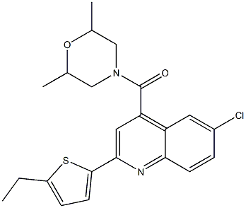 [6-chloro-2-(5-ethylthiophen-2-yl)quinolin-4-yl]-(2,6-dimethylmorpholin-4-yl)methanone Struktur