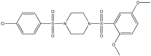 1-(4-chlorophenyl)sulfonyl-4-(2,5-dimethoxyphenyl)sulfonylpiperazine Struktur