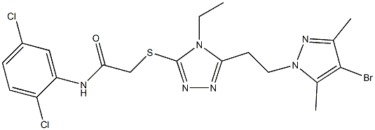 2-[[5-[2-(4-bromo-3,5-dimethylpyrazol-1-yl)ethyl]-4-ethyl-1,2,4-triazol-3-yl]sulfanyl]-N-(2,5-dichlorophenyl)acetamide Struktur