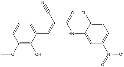 (E)-N-(2-chloro-5-nitrophenyl)-2-cyano-3-(2-hydroxy-3-methoxyphenyl)prop-2-enamide Struktur