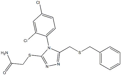 2-[[5-(benzylsulfanylmethyl)-4-(2,4-dichlorophenyl)-1,2,4-triazol-3-yl]sulfanyl]acetamide Struktur