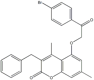 3-benzyl-5-[2-(4-bromophenyl)-2-oxoethoxy]-4,7-dimethylchromen-2-one Struktur