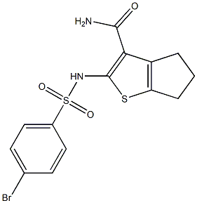 2-[(4-bromophenyl)sulfonylamino]-5,6-dihydro-4H-cyclopenta[b]thiophene-3-carboxamide Struktur