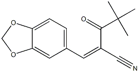 (2Z)-2-(1,3-benzodioxol-5-ylmethylidene)-4,4-dimethyl-3-oxopentanenitrile Struktur