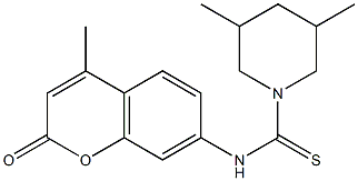 3,5-dimethyl-N-(4-methyl-2-oxochromen-7-yl)piperidine-1-carbothioamide Struktur