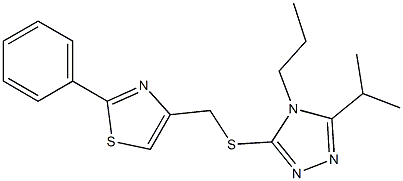 2-phenyl-4-[(5-propan-2-yl-4-propyl-1,2,4-triazol-3-yl)sulfanylmethyl]-1,3-thiazole Struktur