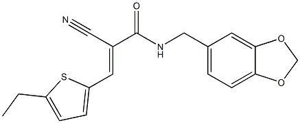 (E)-N-(1,3-benzodioxol-5-ylmethyl)-2-cyano-3-(5-ethylthiophen-2-yl)prop-2-enamide Struktur