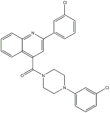 [4-(3-chlorophenyl)piperazin-1-yl]-[2-(3-chlorophenyl)quinolin-4-yl]methanone Struktur