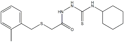 1-cyclohexyl-3-[[2-[(2-methylphenyl)methylsulfanyl]acetyl]amino]thiourea Struktur