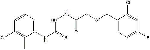 1-[[2-[(2-chloro-4-fluorophenyl)methylsulfanyl]acetyl]amino]-3-(3-chloro-2-methylphenyl)thiourea Struktur