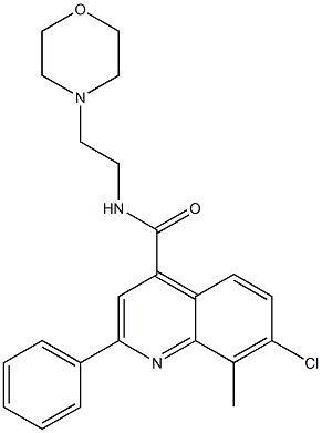 7-chloro-8-methyl-N-(2-morpholin-4-ylethyl)-2-phenylquinoline-4-carboxamide Struktur