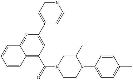 [3-methyl-4-(4-methylphenyl)piperazin-1-yl]-(2-pyridin-4-ylquinolin-4-yl)methanone Struktur