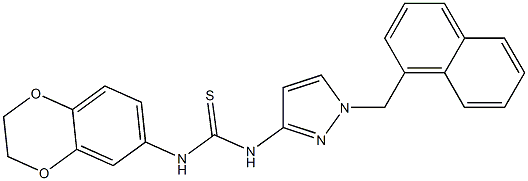 1-(2,3-dihydro-1,4-benzodioxin-6-yl)-3-[1-(naphthalen-1-ylmethyl)pyrazol-3-yl]thiourea Struktur