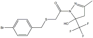 2-[(4-bromophenyl)methylsulfanyl]-1-[5-hydroxy-3-methyl-5-(trifluoromethyl)-4H-pyrazol-1-yl]ethanone Struktur