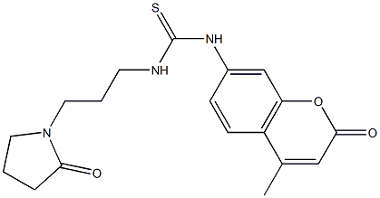 1-(4-methyl-2-oxochromen-7-yl)-3-[3-(2-oxopyrrolidin-1-yl)propyl]thiourea Struktur