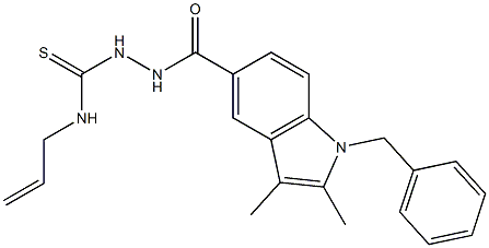 1-[(1-benzyl-2,3-dimethylindole-5-carbonyl)amino]-3-prop-2-enylthiourea Struktur