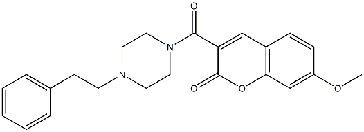 7-methoxy-3-[4-(2-phenylethyl)piperazine-1-carbonyl]chromen-2-one Struktur