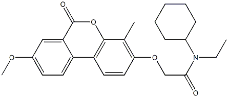 N-cyclohexyl-N-ethyl-2-(8-methoxy-4-methyl-6-oxobenzo[c]chromen-3-yl)oxyacetamide Struktur