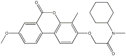 N-cyclohexyl-2-(8-methoxy-4-methyl-6-oxobenzo[c]chromen-3-yl)oxy-N-methylacetamide Struktur