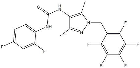 1-(2,4-difluorophenyl)-3-[3,5-dimethyl-1-[(2,3,4,5,6-pentafluorophenyl)methyl]pyrazol-4-yl]thiourea Struktur