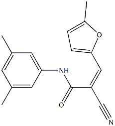 (Z)-2-cyano-N-(3,5-dimethylphenyl)-3-(5-methylfuran-2-yl)prop-2-enamide Struktur