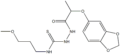 1-[2-(1,3-benzodioxol-5-yloxy)propanoylamino]-3-(3-methoxypropyl)thiourea Struktur