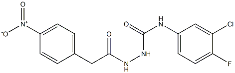 1-(3-chloro-4-fluorophenyl)-3-[[2-(4-nitrophenyl)acetyl]amino]urea Struktur