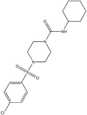 4-(4-chlorophenyl)sulfonyl-N-cyclohexylpiperazine-1-carboxamide Struktur