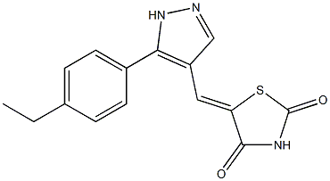 (5E)-5-[[5-(4-ethylphenyl)-1H-pyrazol-4-yl]methylidene]-1,3-thiazolidine-2,4-dione Struktur