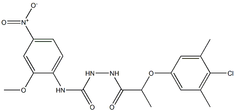 1-[2-(4-chloro-3,5-dimethylphenoxy)propanoylamino]-3-(2-methoxy-4-nitrophenyl)urea Struktur