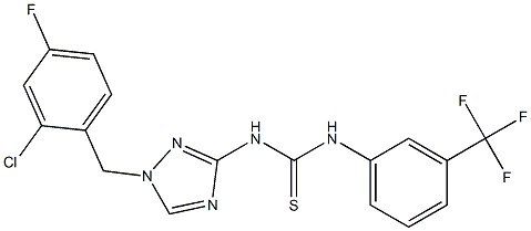 1-[1-[(2-chloro-4-fluorophenyl)methyl]-1,2,4-triazol-3-yl]-3-[3-(trifluoromethyl)phenyl]thiourea Struktur