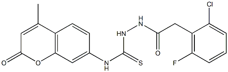 1-[[2-(2-chloro-6-fluorophenyl)acetyl]amino]-3-(4-methyl-2-oxochromen-7-yl)thiourea Struktur