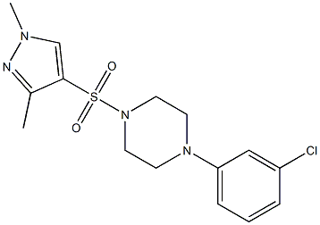 1-(3-chlorophenyl)-4-(1,3-dimethylpyrazol-4-yl)sulfonylpiperazine Struktur