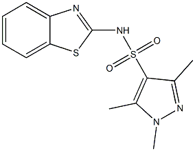 N-(1,3-benzothiazol-2-yl)-1,3,5-trimethylpyrazole-4-sulfonamide Struktur