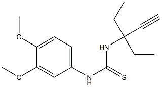 1-(3,4-dimethoxyphenyl)-3-(3-ethylpent-1-yn-3-yl)thiourea Struktur