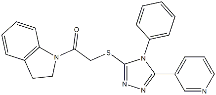 1-(2,3-dihydroindol-1-yl)-2-[(4-phenyl-5-pyridin-3-yl-1,2,4-triazol-3-yl)sulfanyl]ethanone Struktur