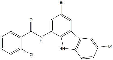 2-chloro-N-(3,6-dibromo-9H-carbazol-1-yl)benzamide Struktur